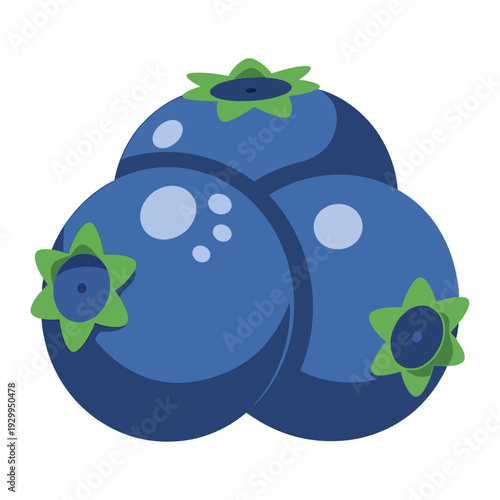 Flat blueberry Vector Illustration Isolated on White Background