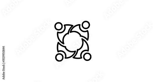 A minimalist vector graphic illustration of people holding hands in a circle