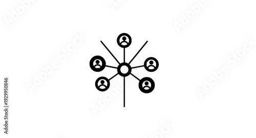A minimalist vector graphic illustrating a network of connected people