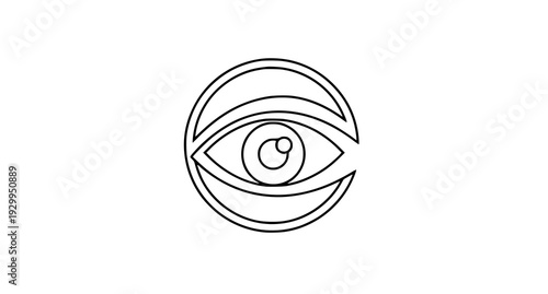 A minimalist vector graphic illustration of an eye with a number nine inside