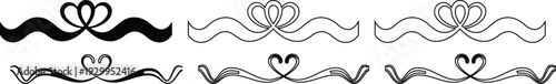  Collection of various ribbon and bow line art designs for decoration  isolated on a transparent background