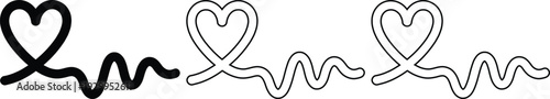 heart shapes connected with wavy lines in different line styles