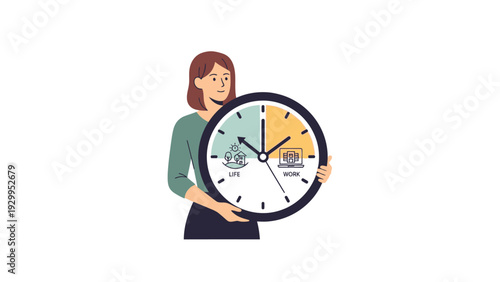 Woman Holding Large Clock Time Management.