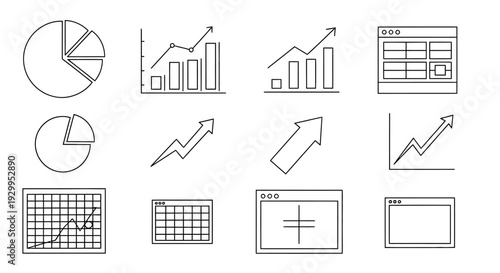 Business growth and financial performance data analysis icons for presentation and reports