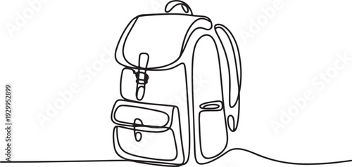 single line drawing of backpack vector illustration