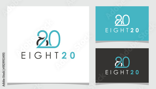 Elegant Number 20 Logo Design, Modern, Minimalist, Typography, Graphic