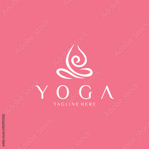 Yoga Logo: Abstract Swirl Symbol in Pink and White