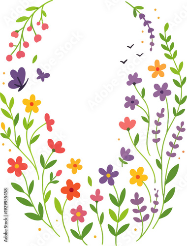 Karangan Bunga dengan Kupu-kupu dan Lebah.eps