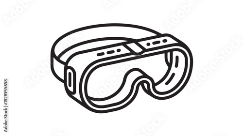 Virtual Reality Goggles Minimalist Modern Black Outline on White Background for Tech Illustration