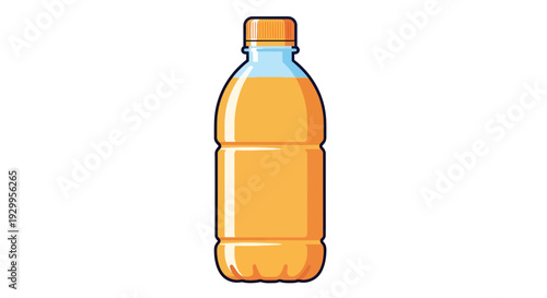 Orange Juice Bottle Vector Illustration, Refreshing Drink for Health and Wellness, Beverage Design