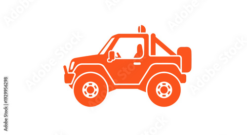 Orange Off-Road Vehicle Vector Illustration, Flat Design, Adventure, Transportation