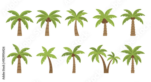 Palm Trees Vector Illustration, Flat Design for Tropical Vacation, Summer Travel, and Tourism