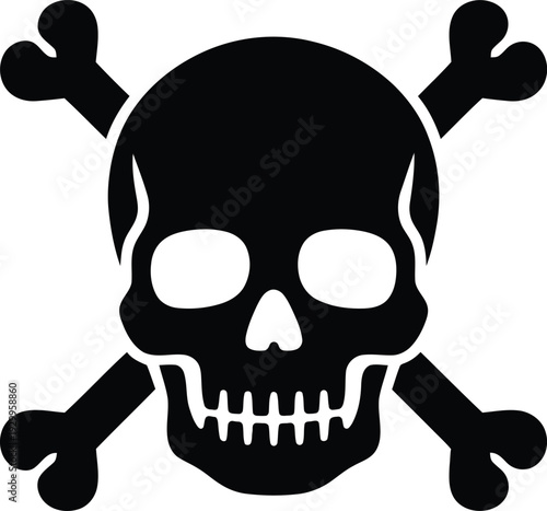 Skull and crossbones vector illustration, danger or poison symbol with spooky Halloween theme