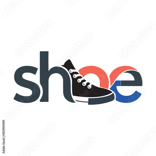 Creative Shoe Typography Logo Design, Footwear Wordmark Icon