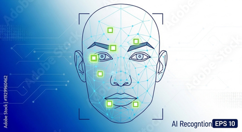 Facial recognition system with ai technology and geometric facial mapping for secure identification and authentication purposes
