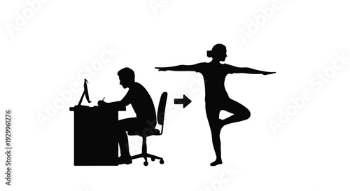 work life balance concept silhouette illustration