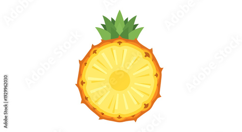 Pineapple Slice Image, Vector Illustration, Flat Design, Healthy Food Concept