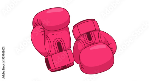 Pink Boxing Gloves Image, Vector Illustration, Sport and Fitness Concept