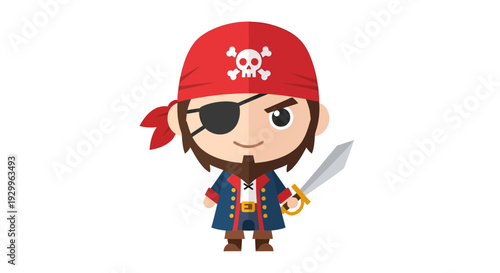 Pirate character vector illustration, cartoon style graphic for adventure and design projects