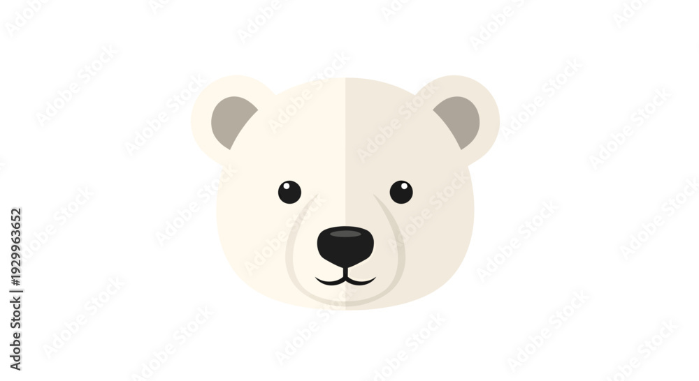 Obraz premium Polar Bear Face Vector Illustration, Flat Design for Children, Cute Animal Icon