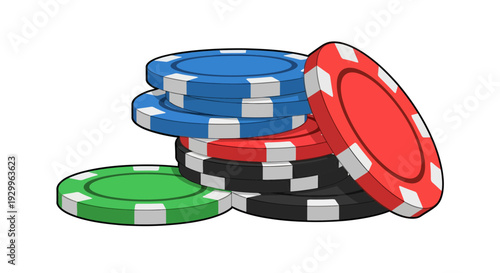 Poker chips image, vector illustration, casino game design, gambling concept