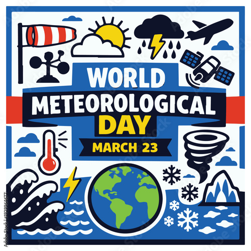 World Meteorological Day Flyer – Climate, Weather Science and Environmental Awareness Event