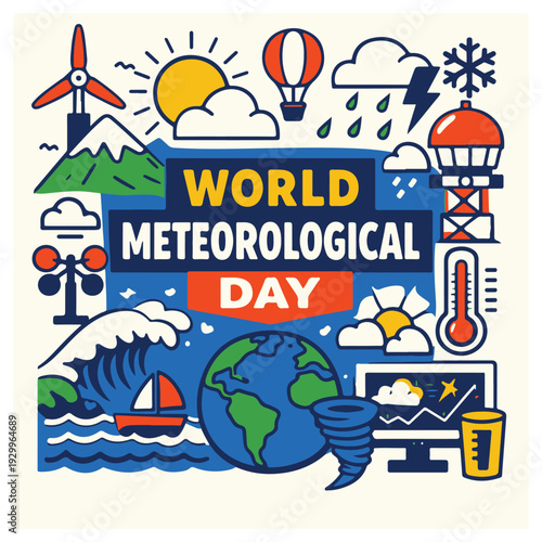 World Meteorological Day Flyer – Climate, Weather Science and Environmental Awareness Event