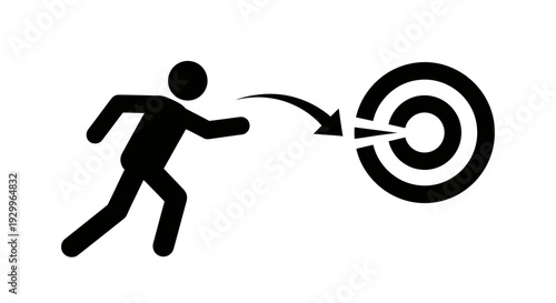 Person icon running towards a target symbolizing goal achievement.