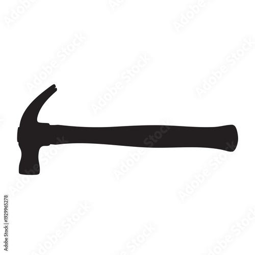 Claw Hammer Silhouette in Simple Flat Design with Black Color on White Background for DIY Project