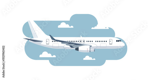 Modern passenger aircraft soaring through a clear blue sky, symbolizing global travel, efficient transportation, and the excitement of air journeys for business or leisure worldwide