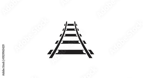 Minimalist black and white vector illustration depicting railway tracks receding into the distance, symbolizing progress, journey, and interconnected paths towards future destinations