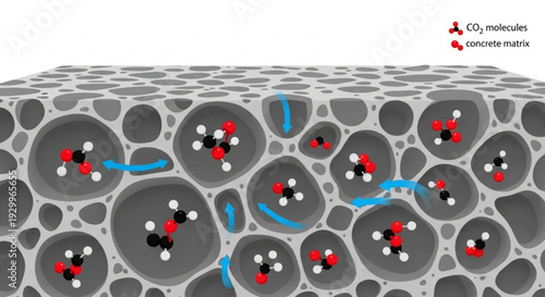 Carbon capture concept with co2 molecules in porous material structure