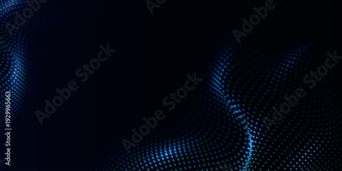 Abstract digital particle background with glowing blue dotted line decoration. Futuristic technology design with modern dot waves for cover, brochure, presentation, certificate and website. EPS. 3