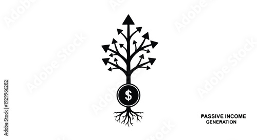 Passive income generation concept with growing money tree