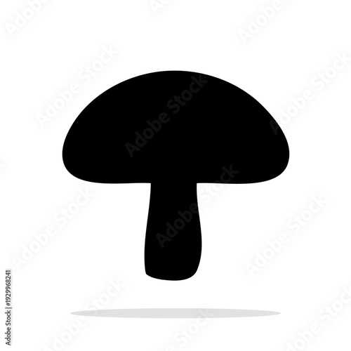 Black silhouette icon of a mushroom with a wide cap on a thick stem. A concise vector illustration symbolizing nature, mushroom picking, or eco-friendly products.