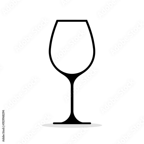 Black silhouette icon of a classic long-stemmed glass, half-filled with a drink. A concise vector illustration symbolizing restaurant service, wine tasting, or celebration.