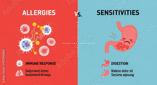 Allergies versus sensitivities infographic comparison
