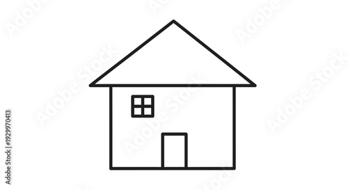 Simple house line drawing on a white background.