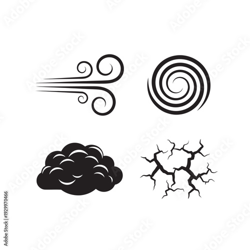 blue cloud and wind vector logo