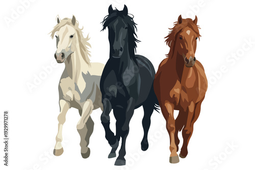 Aesthetic Green Screen Vector Illustration of a Collection of Horse Objects for Sticker and Icon Design, Isolated on a White Background, Perfect for Graphic Resource, Pattern, or Template Elements
