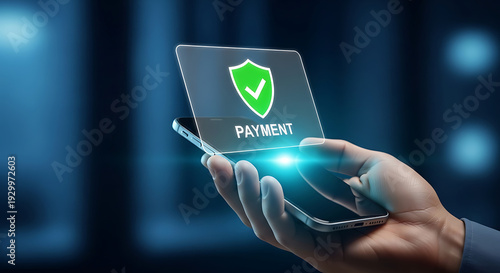 Secure mobile payment with digital shield and glass interface
