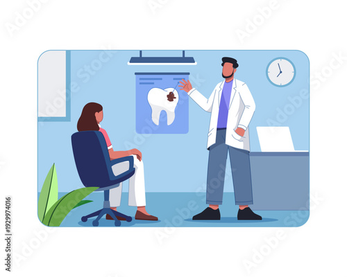 Dentist Explaining Tooth Decay to Patient