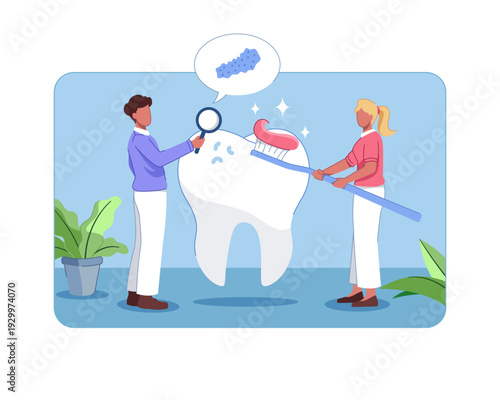 Dentist Showing Germs on Tooth with Magnifier