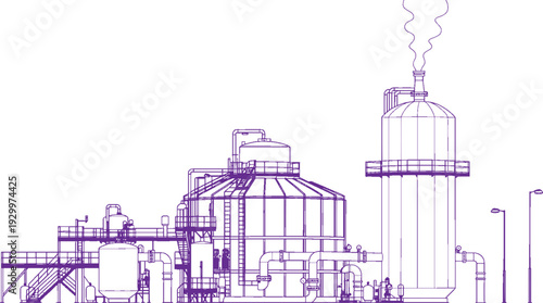 Bioenergy Factory Generating Renewable Power with Biomethane Plant, Sustainable Energy Production Industrial Facility