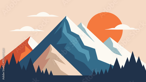 Clean vector mountain shapes in neutral tones. Scandinavian-inspired wall art suited for minimalist interiors and cozy Nordic aesthetics.