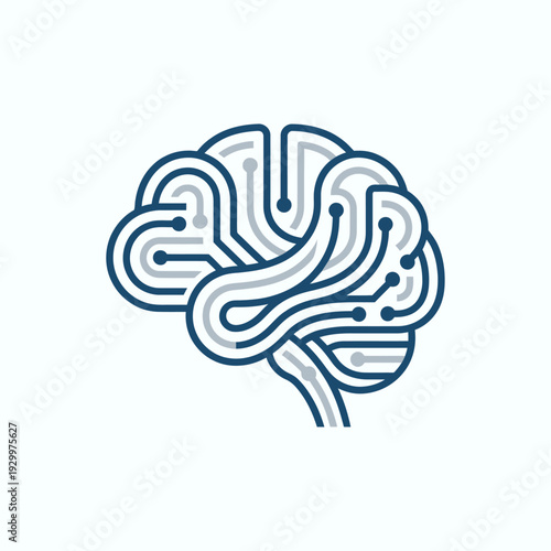 Stylized illustration of a human brain with simplified lines.