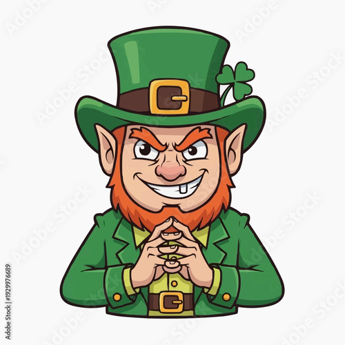 Mischievous leprechaun with evil grin, St. Patrick's Day character