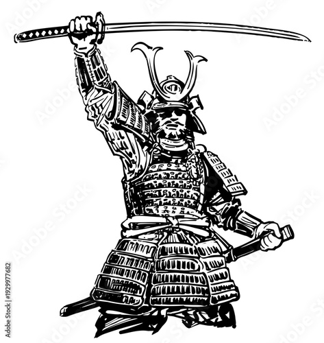 勝鬨を上げる侍