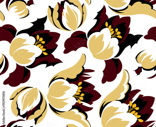 Seamless flowers pattern. Hand draw abstract floral pattern.