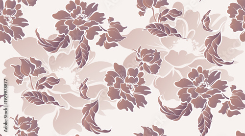 Seamless abstract pattern. Hand draw line flowers pattern design.